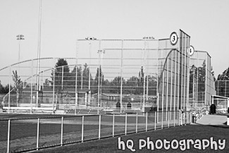 Baseball Field Backstop black and white picture