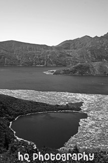 Vertical View of Spirit Lake black and white picture