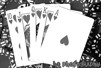 Royal Flush black and white picture