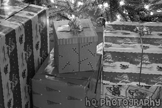 Christmas Presents black and white picture