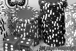 Poker Chips in Stacks black and white picture