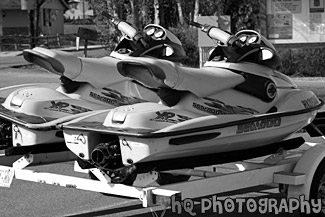 Jet Skis Close Up black and white picture