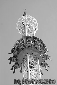 Panic Ride at Silverwood Theme Park black and white picture