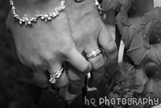 Newly Weds Holding Hands black and white picture