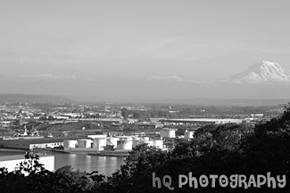 Port of Tacoma View black and white picture