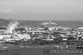 Port of Tacoma Close Up black and white picture