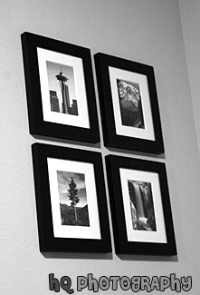 Framed Pictures on Wall black and white picture