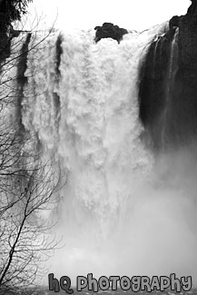 Snoqualmie Falls Waterfall Large Flow black and white picture