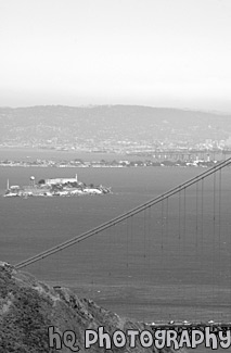 Part of Golden Gate & Alcatraz black and white picture