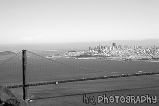 Golden Gate Bridge & The City black and white picture