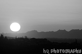 Sunset Over Olympics black and white picture