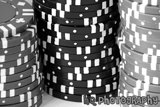 Stacked Poker Chips black and white picture