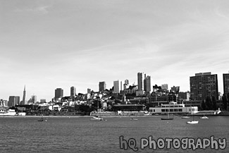 Ghirardelli Square & The City black and white picture