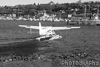 Plane Boat black and white picture