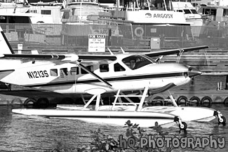 Plane Boat Starting Up black and white picture