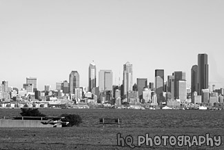 Seattle From Alki black and white picture