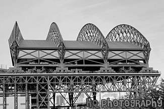 Side of Safeco Field black and white picture