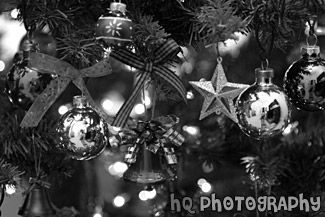 Christmas Tree Ornaments black and white picture