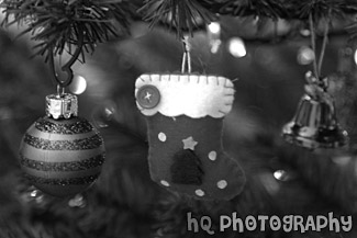 Christmas Stocking Ornament black and white picture