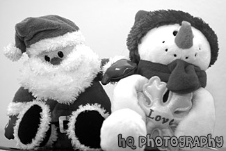 Santa Claus & Snowman black and white picture