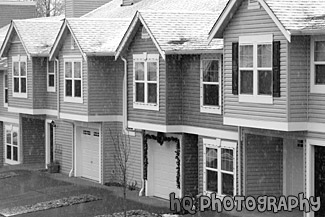 Townhouses in Winter black and white picture