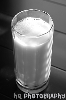 Glass of Milk black and white picture