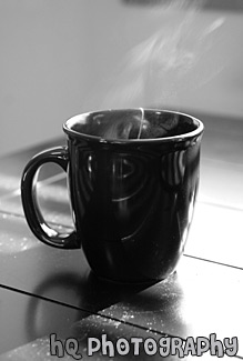 Coffee Cup & Steam black and white picture