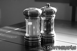 Salt & Pepper Shaker Close Up black and white picture