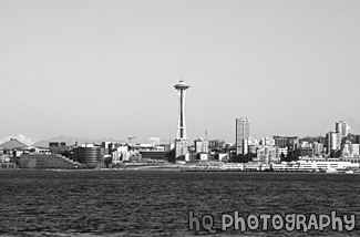 Seattle &  Blue Sky black and white picture