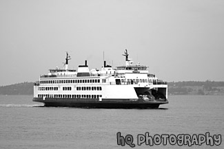 Ferry Boat & Cloudy Day black and white picture