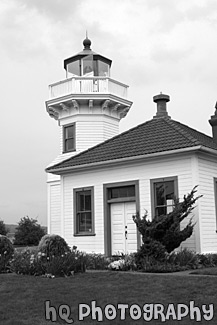 Mukilteo Lighthouse &  Clouds black and white picture