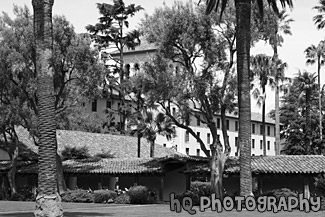 Nobili Hall & Adobe Lodge at Santa Clara black and white picture