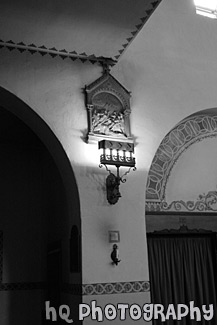 Church Light on Wall black and white picture