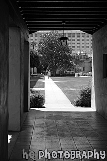 Santa Clara Mission Campus black and white picture