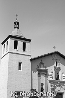 Mission Santa Clara de Asis Church black and white picture