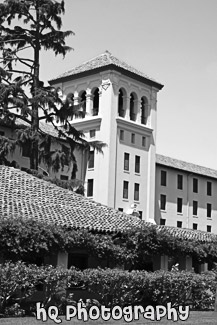 Nobili Hall at Santa Clara University black and white picture