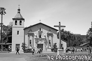 Mission Santa Clara de Asis black and white picture