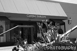 Campus Bookstore black and white picture