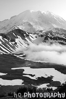 Mt. Rainier From Mount Freemont Lookout black and white picture