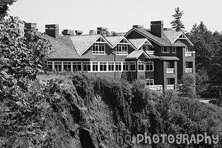 Salish Lodge & Spa at Snoqualmie Falls black and white picture