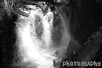 Waterfall & Rainbow black and white picture