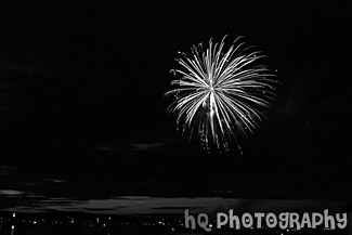 Sparkling Fireworks at Night black and white picture