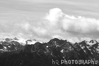 Olympic Mountains Up Close black and white picture