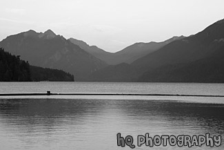 Lake Cresent During Sunset black and white picture