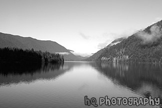 Lake Cresent Reflections black and white picture