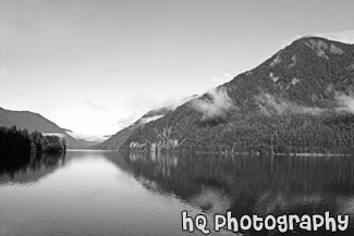 Lake Cresent Water Reflections black and white picture