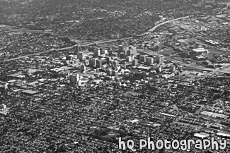 Aerial Downtown San Jose, California black and white picture