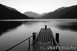 Lake Cresent & Dock black and white picture