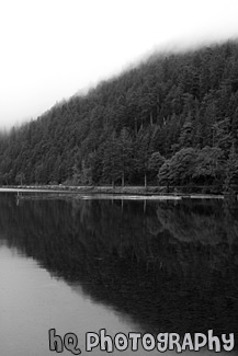 Hill Reflection in Lake black and white picture