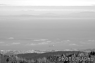 Strait of Juan de Fuca black and white picture